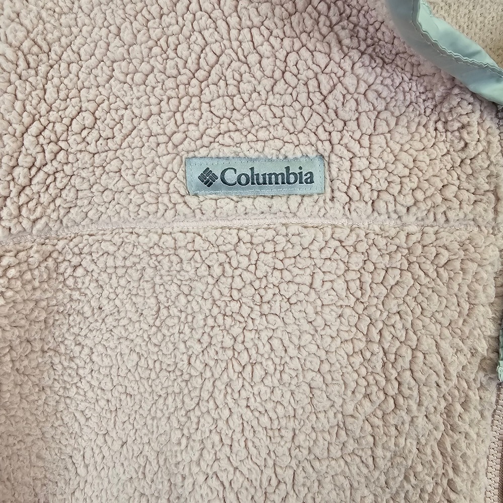 Columbia Pink Sherpa Fleece Zip Up Jacket Women's XL Paw‎ Print Casual Outerwear - Picture 3 of 10